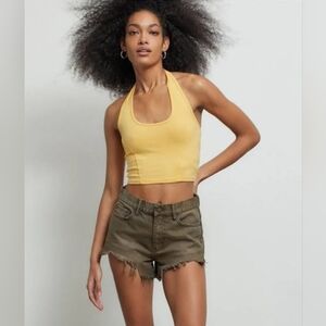 Urban Outfitters BDG Olive Green Cheeky Frayed Denim Shorts